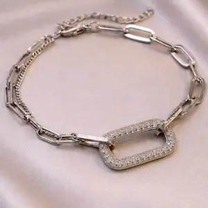 1pc High-End Elegant Square Hollow Out Cubic Zirconia Bracelet, Minimalist Chic Style Bracelet For Women(box is not included)