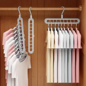 10 Space-Saving Magic Hangers, 360° Rotating Hooks, Multi-Functional Plastic Closet Organizer, 9-Hole Hanger, RV & Closet Storage