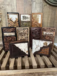 Men's Cowhide Wallet | Tooled Leather Wallet | Genuine Leather and Cowhide Wallet | Gift for Men | Christmas Gift for Men