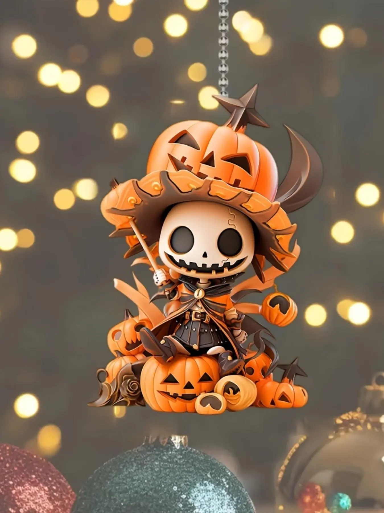 2D Flat Acrylic Cute Halloween Pumpkin Acrylic Keychain, Key Ring, Keyrings For Keys, Car Accessory & Creative Gift Idea, All Season Party Style Design, Trendy Cute Keychain, No Choking Hazard