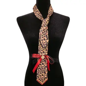 Leopard Print Tie with Red Bow and Lace Detail for Stylish Outfits