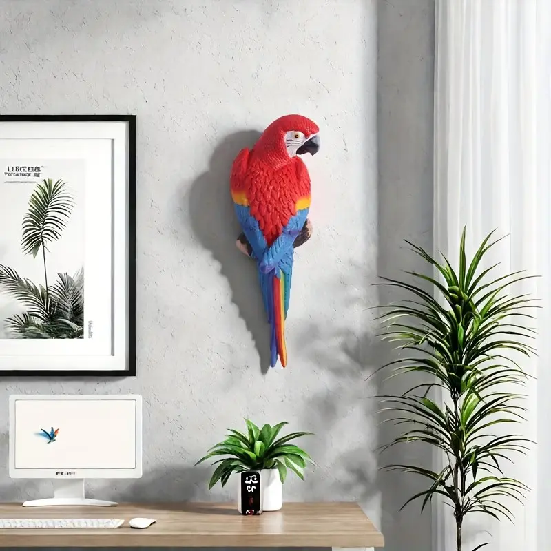 Handcrafted Parrot Sculpture, Vibrant Detailed Resin Art Statue, Resin Art Piece, Resin Sculptures, Home & Garden Decor, Artistic Decoration, Ideal Gift for Bird and Art Enthusiasts
