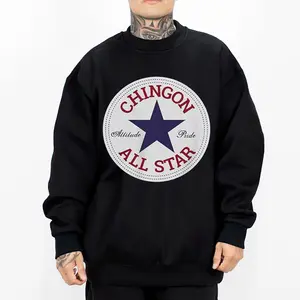 Chingo All Star Loose Fit Unisex Hoodie Medium Heavy Sweatshirt for Men & Women S-5XL Black Basic Crewneck Long Sleeve Minimalist Pullover SB8 Casual Oversized