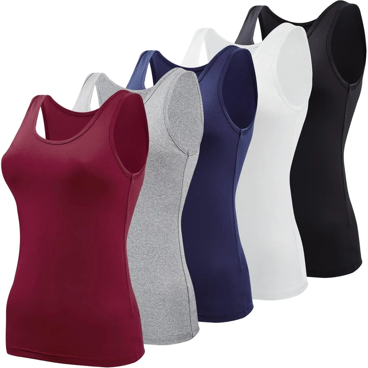 5-Pack Women's Camisole Tank Tops, Slim-Fit Cotton Blend Undershirts with Adjustable Spaghetti Straps for Everyday Wear, Camisole Tops, Tank Tops Women