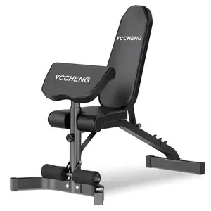 Muti-functional Adjustable Weight Bench/Workout Bench with Barbell Rack Set for Home Gym, Upright Incline Flat Exercise Benches with Preacher Pad