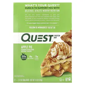 Quest Nutrition Protein Bar, Apple Pie, 12 Bars, 2.12 oz (60 g) Each