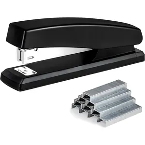 Office Stapler with 1000 Staples Pack of 1 or 3, 25 Sheet Capacity, Non-Slip Black Desk Stapler for Home, School & Office Use, Durable Smooth Stapling, Compact Heavy Duty Desktop Stapler