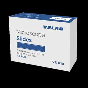 212 MAIN Velab VE-SLIDES 50 Pcs Box Optical Glass Blank Microscope Slides - Pre-Cleansed, Ground Edge, Square Coverslip Included - for Office Stationery, School Educational Supplies