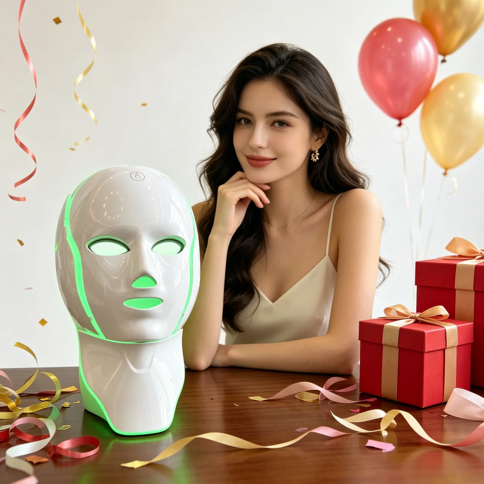 Red Light Therapy Mask for Face and Neck, Anti-Wrinkle LED Photon Beauty Device with USB-C Rechargeable Battery for Home Use, Usb-C Charge, Face/Neck, Mask Device