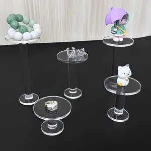 5pcs Set of Transparent Acrylic Round Display Stands, Jewelry and Cosmetic Round Showcase Stands, Small Product Holder Base Decor