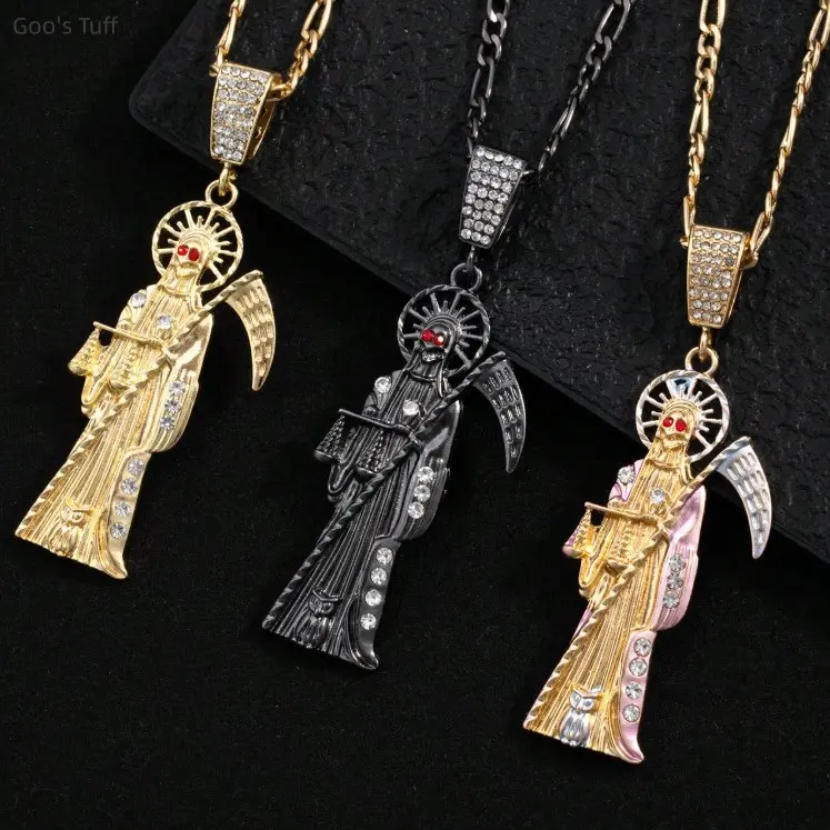 Neck Jewelry Dark Gothic Devil Scythe Pendant Clavicle Necklace Trendy Slim Neck Chain For Punk Street Goth Party Halloween Outfit