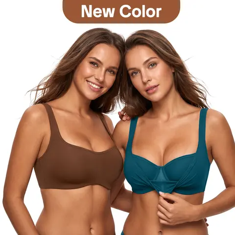 HSIA CoolCurve Unlined Plus Size Ice Silk Cooling 3D Curved Flexible Double Layer Cup Low Cut Balconette Bra Underwire Support Seamless Free Cut Scoop Square Neck Anti Spillage No Gapping Lightweight Side Smoothing Women Everyday Bra