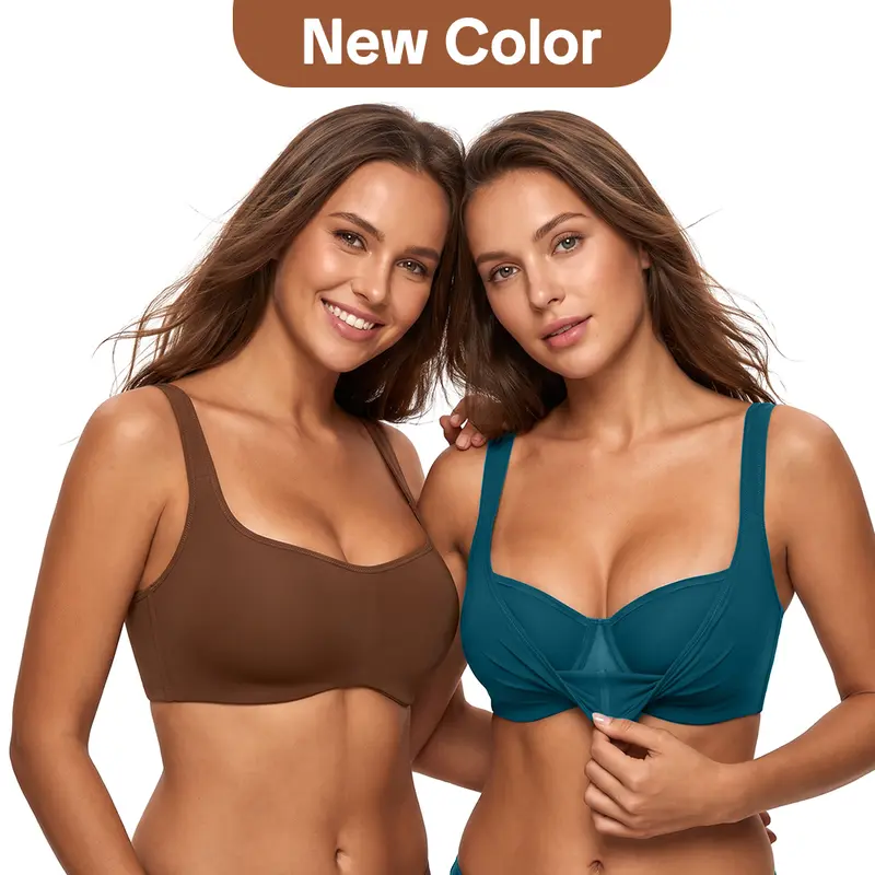 HSIA CoolCurve Unlined Plus Size Ice Silk Cooling 3D Curved Flexible Double Layer Cup Low Cut Balconette Bra Underwire Support Seamless Free Cut Scoop Square Neck Anti Spillage No Gapping Lightweight Side Smoothing Women Everyday Bra