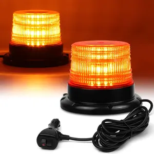 LED Strobe Light, 12V-24V Amber 40 LED Warning Safety Flashing Light with Magnetic 16 Feet Straight Rope Suitable for Vehicles Forklift Truck Tractor Golf Cart UTV Car Bus