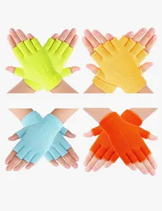 Winter Fingerless Gloves for Women Half Finger Typing Gloves with Long Wrist Cuff Knit Fingerless Mittens for Women