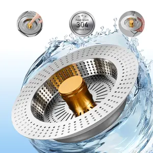 NGNP 3-in-1 Universal Sink Stopper, SUS304 Stainless Steel Anti-Clogging Basket with Slide-Out Drain & Deodorizer, Silver Finish, Fits US Standard Holes, Water Aerator Faucet Accessory outdoorfun