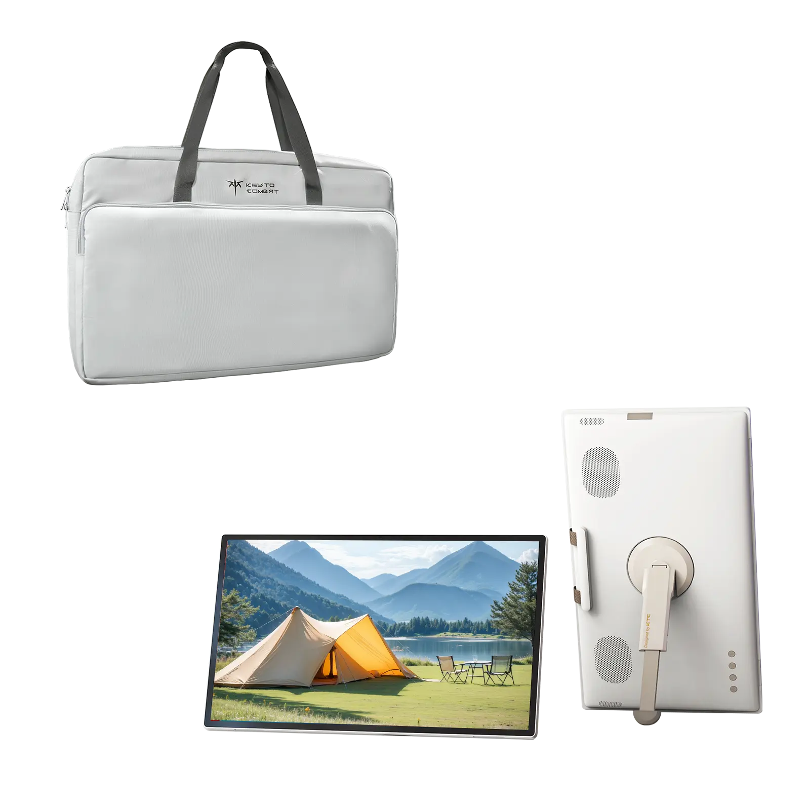 Ktc MegPad A25Q5 25in Touch Screen FHD IPS Panel Portable Smart TV Monitor with Case, Qualcomm 8-Core CPU, 8GB+128GB, Android 14, EDLA Certification, 8MP Camera, 2×8W+2×4W Speakers, Remote Control, 5000mAh Built-In Battery, Wi-Fi 5