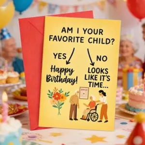 1pc Funny Family Birthday Card for Adults - Ized Seniors Joke with Ageing Humor, Parent- Relationship Teasing from / to Mom & Dad, English Language Greeting Card for Aging Family Members, Fun Party Cards