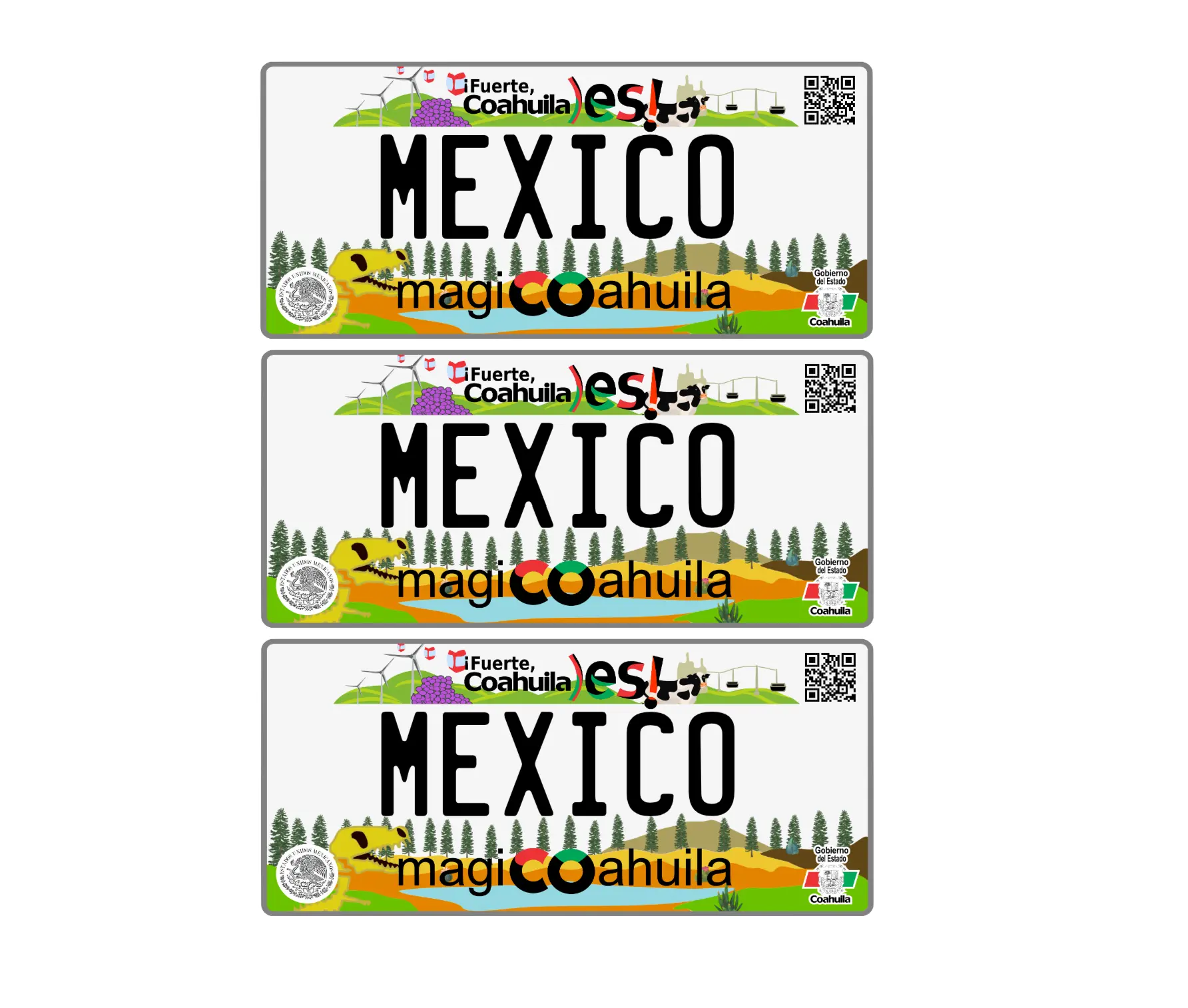 Stickers featuring Mexican state license plate designs — Pack of 3 Stickers