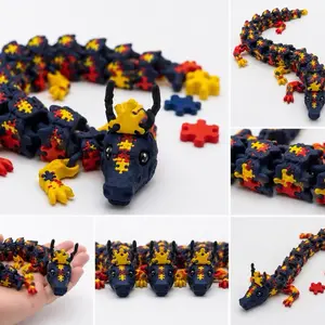 Poseable Articulated Dragon Plush Collectible Item - Autism Awareness Decor Piece, Collectible Items, Poseable Collectible Huggable Figures Articulating Animal Figurines