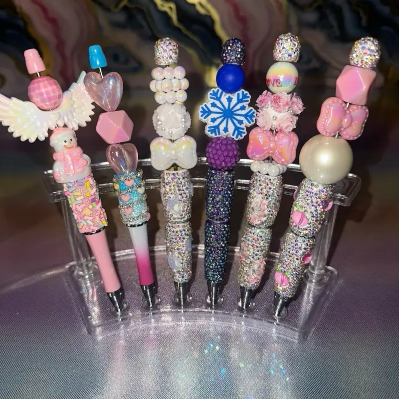 Rhinestone and beaded pen bags open in live