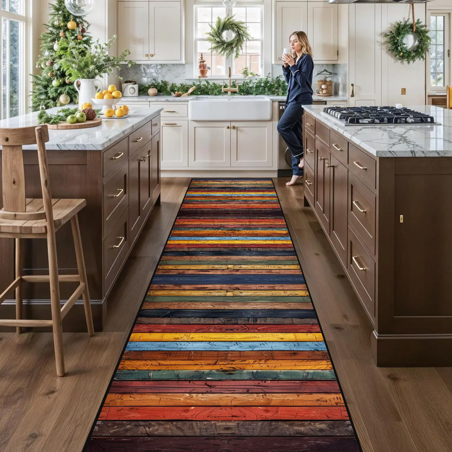 Vintage Soft Non-Slip Washable Runner Rug - 2x10 Hallway/Kitchen Decorative Modern Retro Modern Indoor Use Floor Mat, Farmhouse Carpet for Entryway Bathroom
