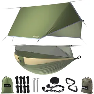 Sunyear Camping Hammock, Portable Double Hammock with Net, 2 Person Hammock Tent with 2 * 10Ft Straps, Best for Outdoor Hiking Survival Travel Sunyear