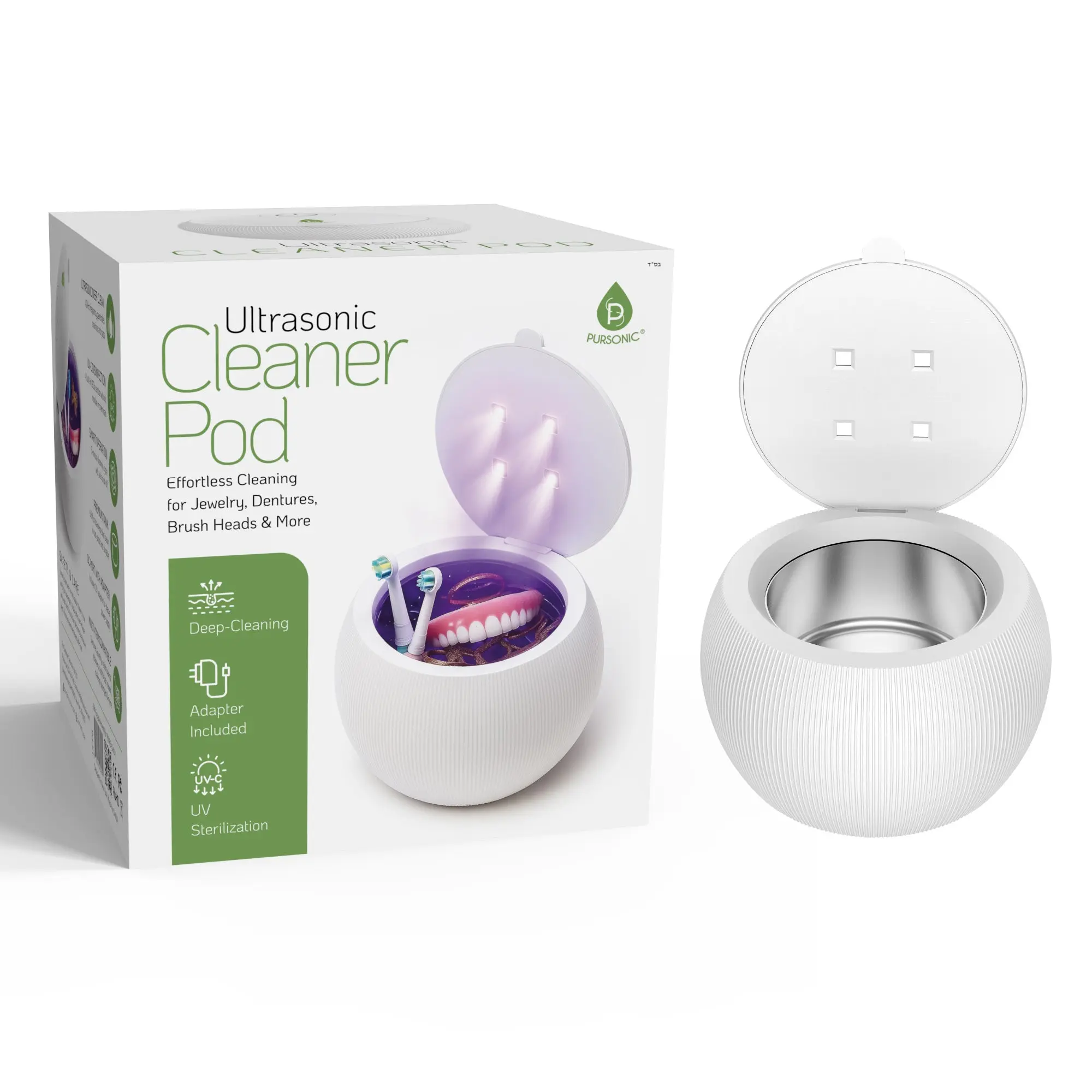 Pursonic Ultrasonic Cleaner Pod – Deep Cleaning and UV Sterilization in One Compact Device