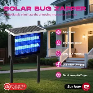 Edrogood Bug Zapper Outdoor Solar Powered,Mosquito Zapper Indoor with 4500V High Powered, Electric Fly Zapper with GroundingBracket, Rechargeable Waterproof Mosquito Killer, Fly Zapper, MosquitoKiller, Electric Trap Ideal for Patio,Backyard