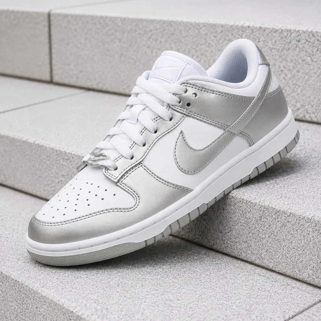 Nike Dunk Low Metallic Silver FV1311-100 Women's Fashion Sneaker New
