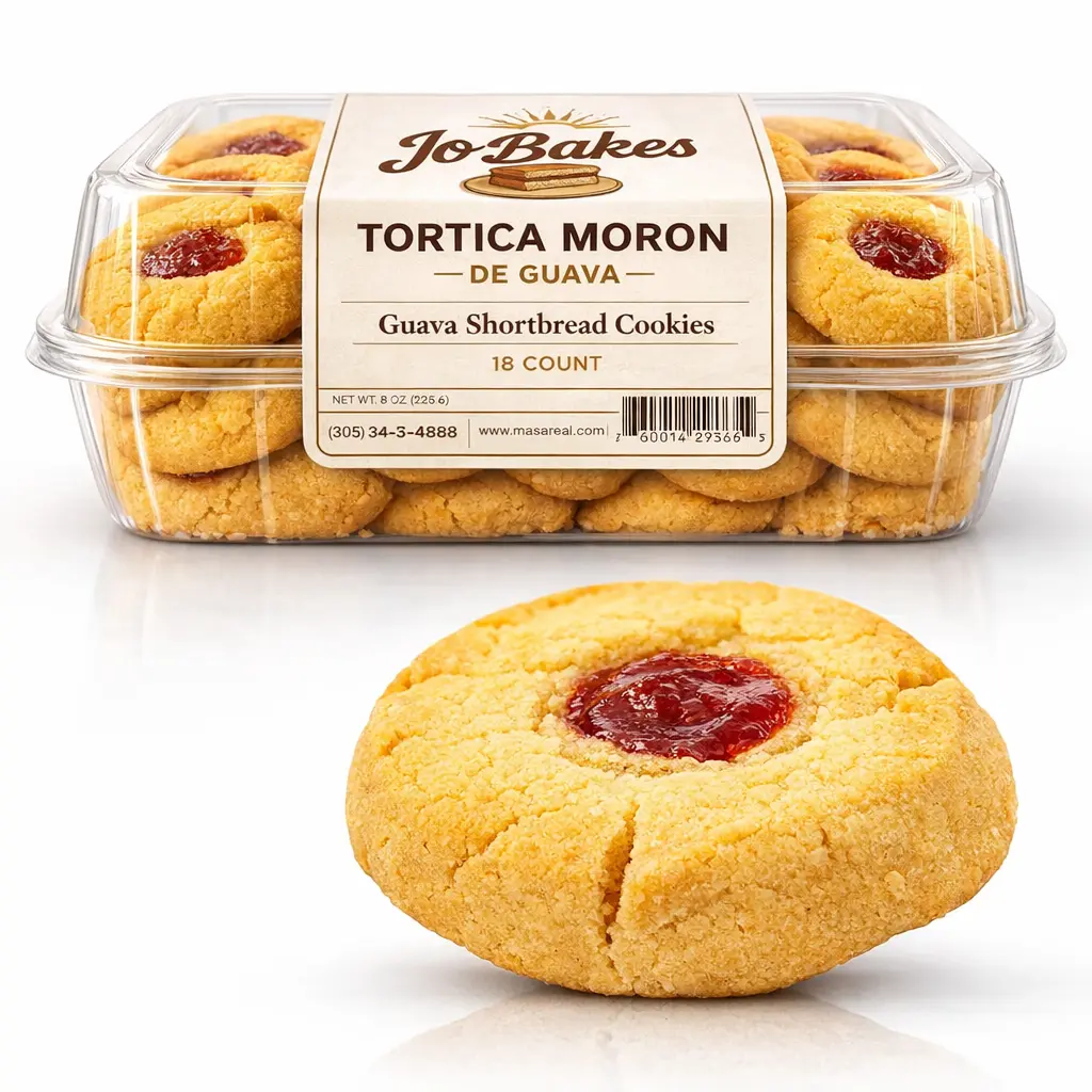 JO BAKES Fresh-Baked Fruit Guava Shortbread Cookies - Torticas de Guayaba Polvorones, 18ct