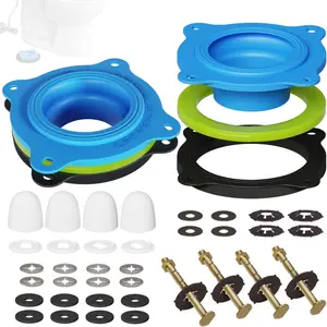 Toilet Flange Repair Kit, Universal Toilet Seal Parts For Wax Seal, Rubber Gasket Ring, Wax-Free Toilet Bowl Replacement kit Include Premium Nuts, Washers, 3.26Inch Bolts, Bolt Caps(2-Pack)