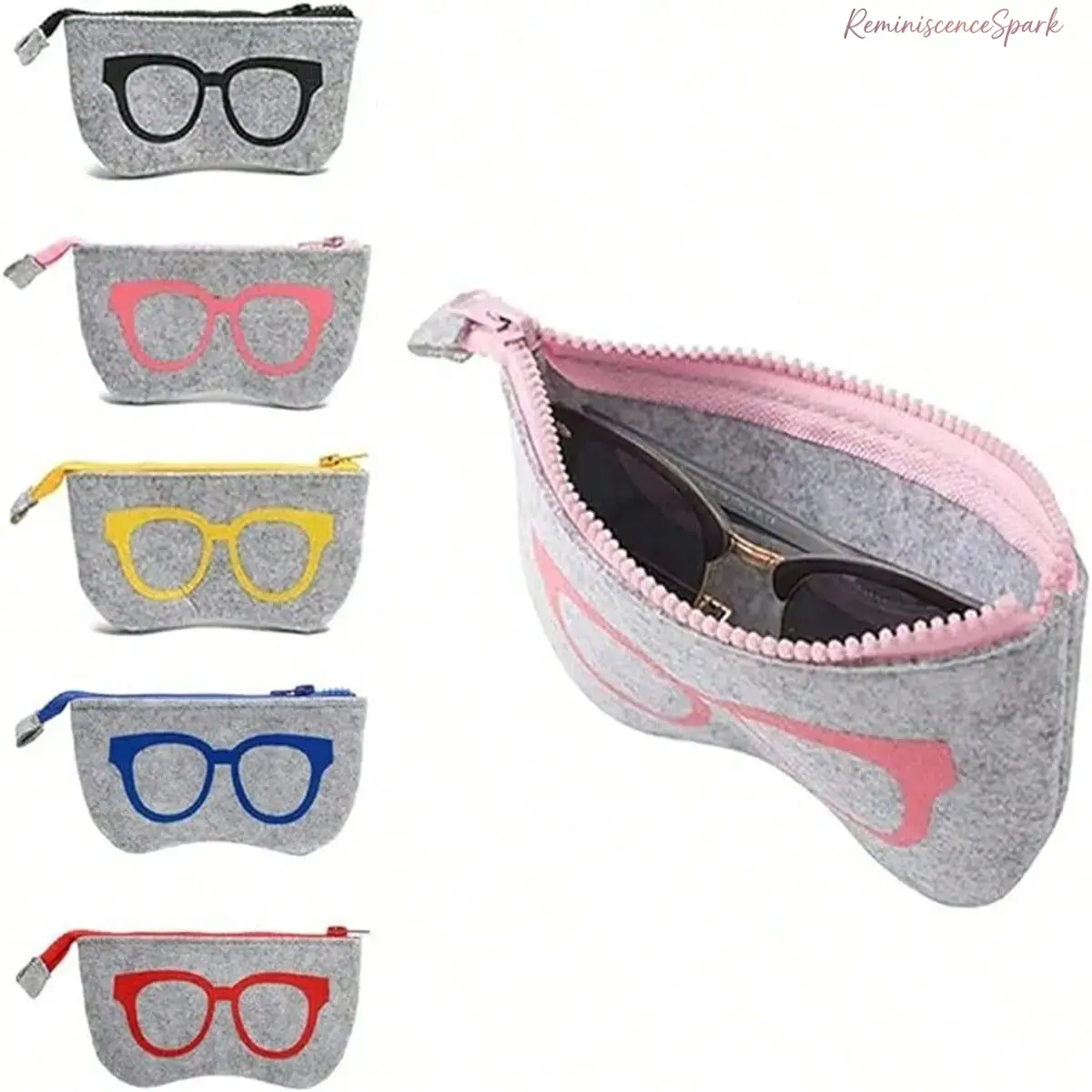 5-Pack Portable Zipper Sunglasses Case, Large Capacity Soft Eyeglass Storage Pouch, Squeeze Shockproof Protective Design, Lightweight Travel Eyewear Organizer, Multi-use Carry Case for Sports, Office, School, Outdoor and Daily Use