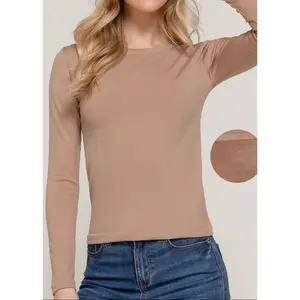 NENA TAUPE INNER FAUX FUR LONG SLEEVE TOP