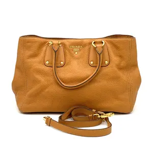 Pre-owned PRADA Patent Tote Convertible Open Vitello Daino Medium #3490