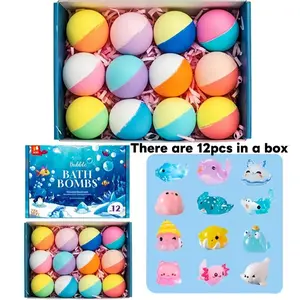 12pcs Kids Bath Bombs Essential Oil, Bubble Bath Set with Toys, Calm Baby Bath Time, Fun and Relaxing Bath Experience