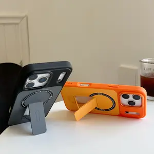 iPhone 17 Pro Max Case with Metal Camera Lens Protector Magnetic Skin Feel Shockproof Stand for 16 15 14 Series Phones