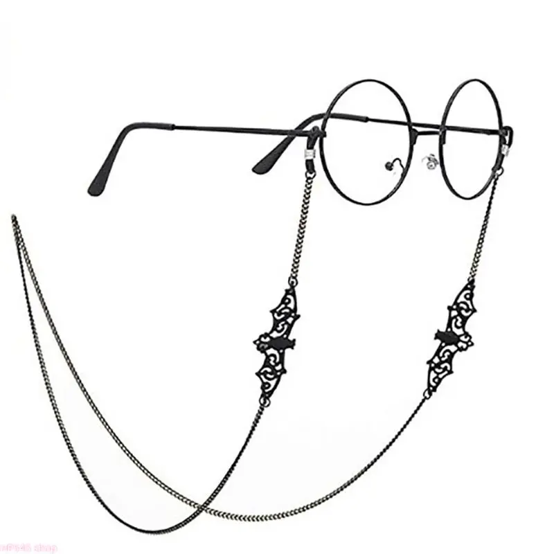 Women's Gothic Bat Motif Ornate Eyeglass Metal Chain - Black Chain Strap, Vintage Wear Accessory for Eyeglasses & Sunglasses, Accessories For Women, Female, Ornate Strap, Lanyard Strap homedecor