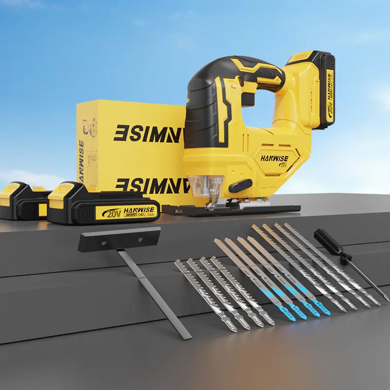 Cordless Electric Jigsaw, Battery Powered Saw - Lightweight Handheld Tool for 45° Bevels, S-Shaped Arcs on Wood, Plastic, Metal; Includes Charger, Cutting Guide, Material-Specific Blades for DIYers