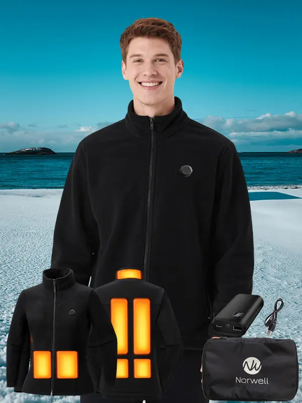 【Includes Power Bank】Norwell Mens Fleece Heated Jacket with 7.4V/3A 5000mAh Battery Pack, High Neck Long Sleeve Womenswear, Windproof Minimalist Thermal Comfort priscilla fur Coats, Simple Basic Outerwear Winter Outdoor Water-Resistant Puffer warm clothes