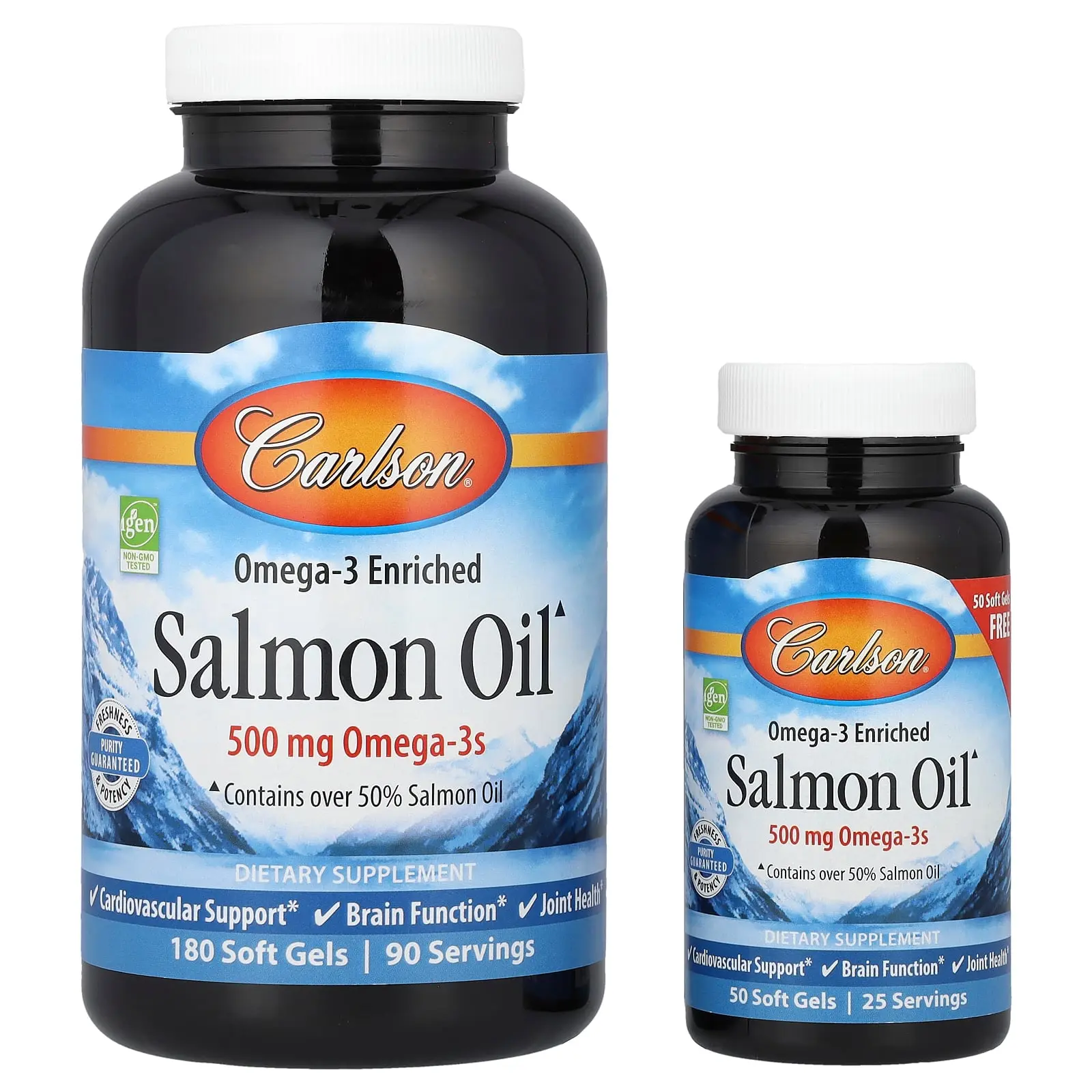 Carlson Omega-3 Enriched Salmon Oil, 230 Soft Gels
