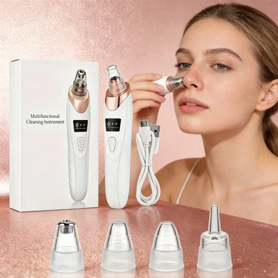 Blackhead Vacuum Pore Cleaner, USB-C Rechargeable Battery Facial Extractor Tool, Adjustable Suction, Unisex Blemish Removal Self-Care Skincare Gift, Cleansing, Adjust Suction, Nose Blackhead Removal, Mother’s Day, Beauty Gift, Unisex Skin