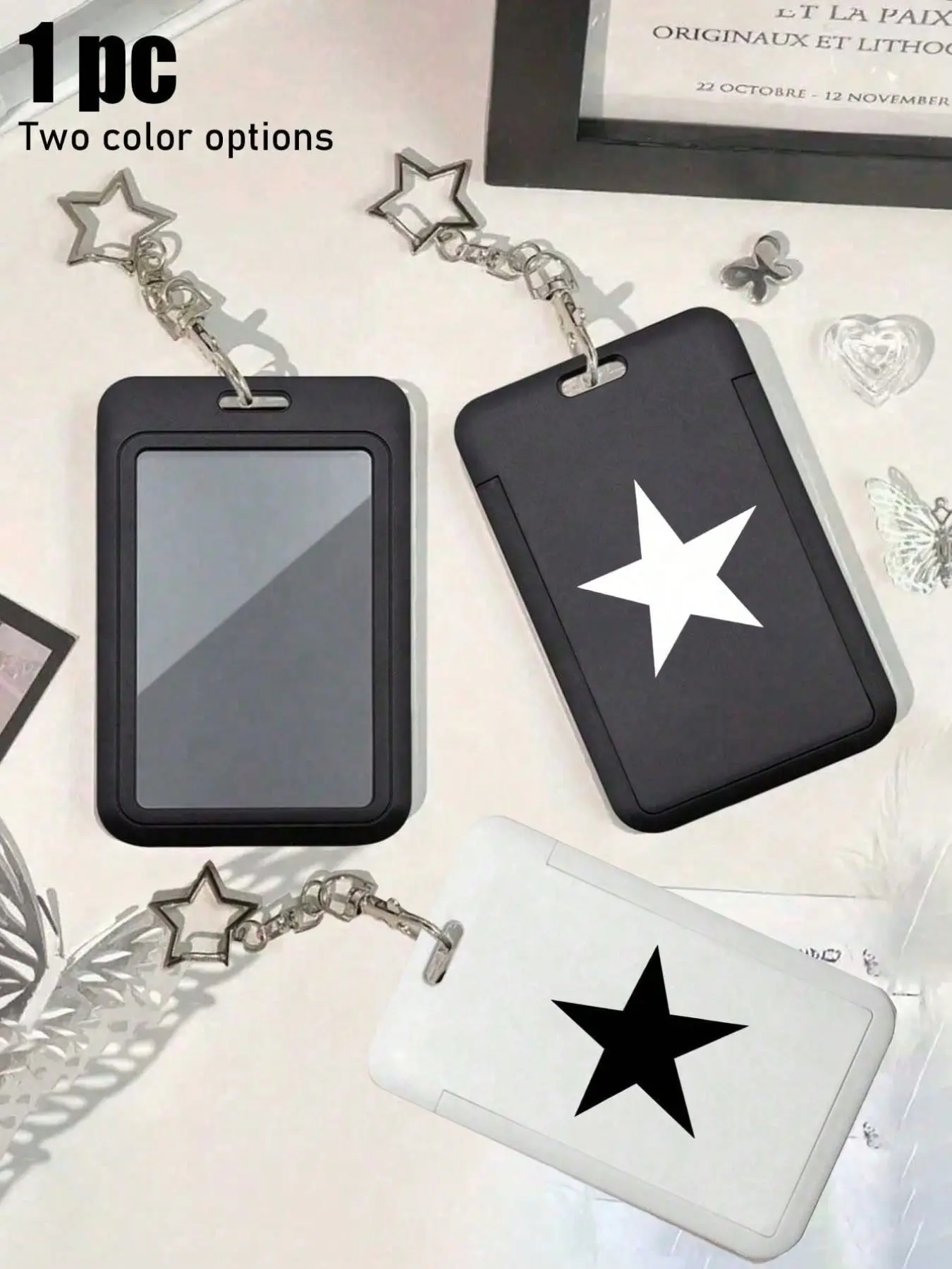 Star Pendant Card Holder, Pentagram Design, Bag Charm Keychain, ID Credit Card Photo Storage, Gift for Friends Family