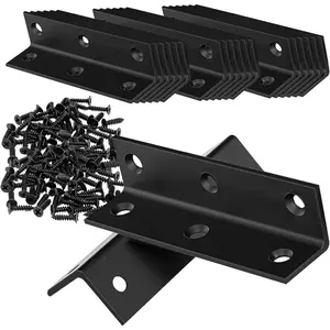 20 count Black Steel Corner Brackets 3.15'' x 0.78'' L Shaped Metal Angle Bracket with Screws, 80 MM 3 Inch Heavy Duty Corner Brace for  Furniture, Bookshelf, Cabinet Corner