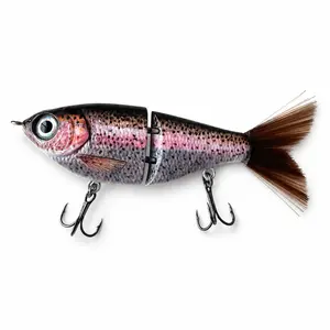 120mm 2-Section Segmented Shad Swimbait - Realistic Sinking Fishing Lure with Fiber Tail & 3D Eyes, Internal Rattle for Bass Trout Pike, Freshwater & Saltwater