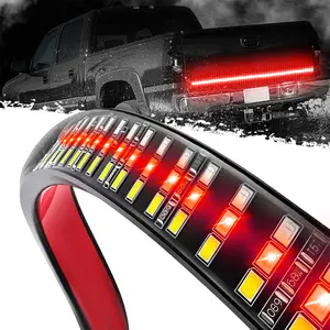 DIBMS 60 Inch Triple Row LED Tailgate Light Bar, Waterproof, 12V DC, Full Function Brake, Reverse, Amber Turn Signal, Universal Fit for Pickup, Trailer, SUV, RV, Van,Triple Row LED Work Light Strips, Triple Row Universal LED Tailgate Light Bar