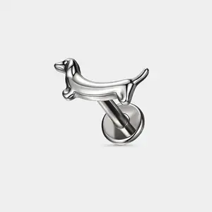 OUFER 16G Unisex Titanium Dachshund Cartilage Ear Studs - Internally Threaded, 6mm Bar Length, Body-Safe, Non-Tarnish, Dainty, Modern Cartilage Piercing Jewelry, Body-Safe Piercing Jewelry