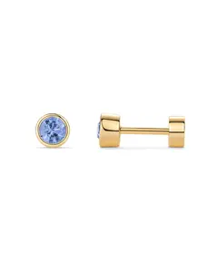 PAVOI 14K Gold Plated 925 Sterling Silver Post Colored Cubic Zirconia Flatback Earrings for Women - Small Cartilage Stud Earring - Helix Piercing Jewelry