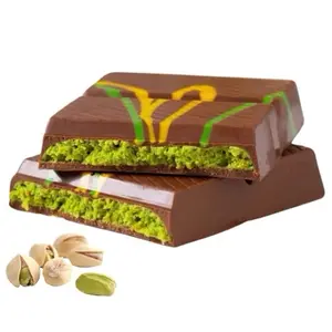 Dubai Chocolate Bar with Kadayif and Pistachio Cream - Knafeh Chocolate Dessert Snack chocolates Milk Sugar Bonbon Cocoa