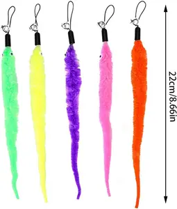 Cat Worm Toy 24 PCS Replacement Teaser with Bell Refills Indoor Cat's Interactive Wand and Catch Wand Soft